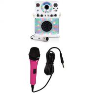 Singing Machine Karaoke SML385BTW (White) Bundle with Pink Microphone