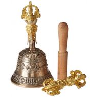 Singing Bowl Nepal Tibetan Buddhist Meditation Bell and Dorje Set - Dharma Objects Bell of Enlightenment From Nepal 7 Inches명상종 싱잉볼