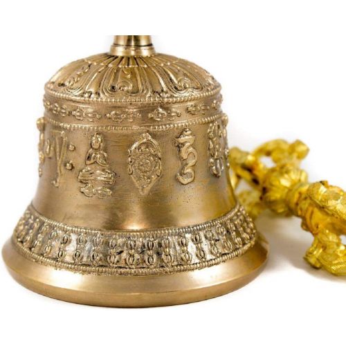  Singing Bowl Nepal Tibetan Buddhist Meditation Bell and Dorje Set - Dharma Objects Bell of Enlightenment From Nepal 7 Inches명상종 싱잉볼