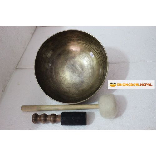  Singing Bowl Nepal 10 Healing Meditation Mantra Carved G Note Singing Bowl, Etching Tibetan Art, Hand Hammered Singing Bowls with Silk Cushion, Gong & Mallet Striker