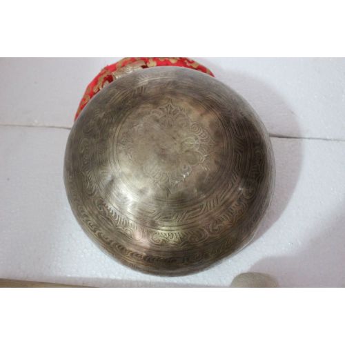  Singing Bowl Nepal 10 Healing Meditation Mantra Carved G Note Singing Bowl, Etching Tibetan Art, Hand Hammered Singing Bowls with Silk Cushion, Gong & Mallet Striker