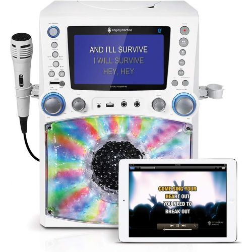  [아마존베스트]Singing Machine STVG785BTW Bluetooth Karaoke Machine with Disco Lights