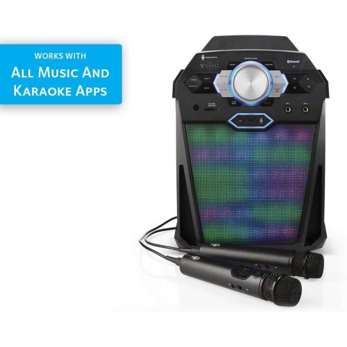  [아마존베스트]Singing Machine SDL366 The VIBE Party Pack Hi-Def Digital Karaoke System with Two Microphones, 10 Song Downloads, Resting Tablet Cradle, and LED Disco Lights