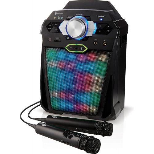  [아마존베스트]Singing Machine SDL366 The VIBE Party Pack Hi-Def Digital Karaoke System with Two Microphones, 10 Song Downloads, Resting Tablet Cradle, and LED Disco Lights