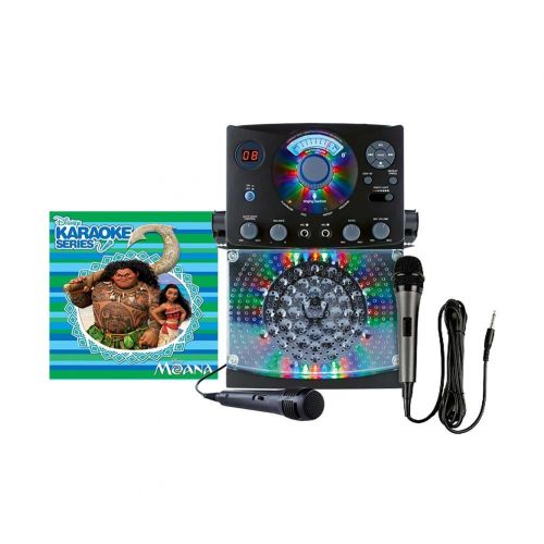  Singing Machine Karaoke with Bluetooth, with LED Lights and Dynamic Microphone with 10 Ft. Cord and Disney Karaoke Series: Moana