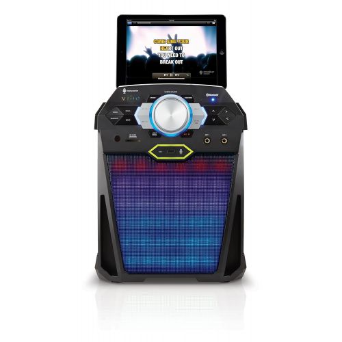  Singing Machine SDL366 The VIBE Party Pack Hi-Def Digital Karaoke System with Two Microphones, 10 Song Downloads, Resting Tablet Cradle, and LED Disco Lights