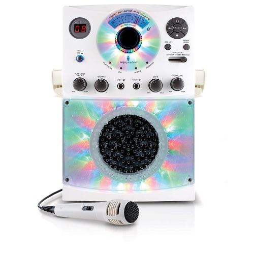  Singing Machine Karaoke System with Bluetooth, Sound and Disco Light Show (White) and Dynamic Microphone with 10 Ft. Cord with Disney Karaoke Series: Moana