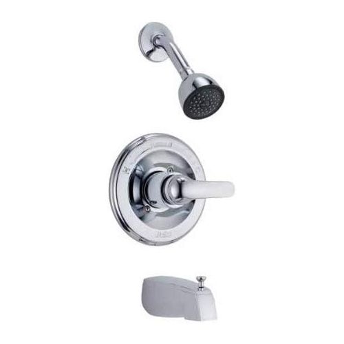  Delta Faucet Single-Function Tub and Shower Faucet with Single-Spray Shower Head, Chrome 134900 (Valve Included)