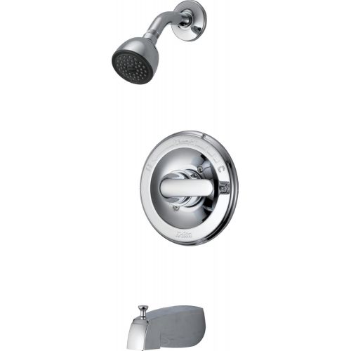  Delta Faucet Single-Function Tub and Shower Faucet with Single-Spray Shower Head, Chrome 134900 (Valve Included)