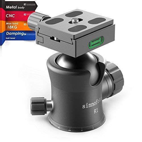  Sinnofoto R1 39.7lbs CNC Professional Premium Metal Damping Camera Tripod Ball Heads with 14 Quick Shoe Plate Includes Tri-Bubble Levels Ballhead for Tripod,Monopod,Slider,DSLR Ca