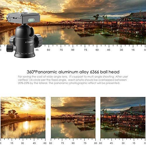  Sinnofoto Q08U Exquisite CNC Shaped Camera Tripod Ball Head with 14 Arca Swiss Quick Fast Plate Includes Bubble Level, Max Loading 26.45lbs Ballhead for Tripod,Monopod,Slider,DSLR