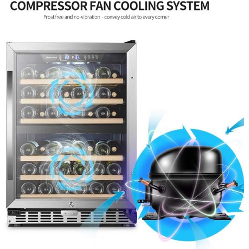  [아마존베스트]24 Inch 44 Bottles, Sinoartizan Built-in Dual Zone Wine Refrigerator Cooler