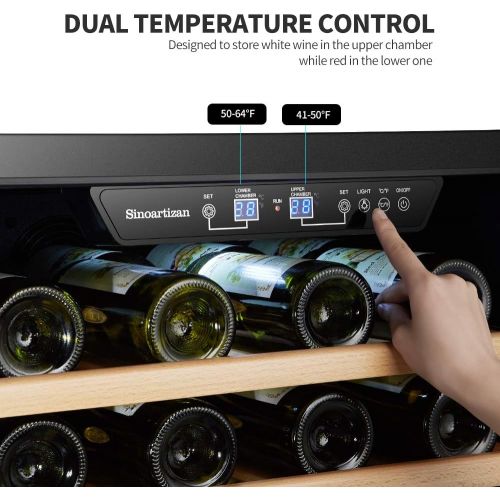  [아마존베스트]24 Inch 44 Bottles, Sinoartizan Built-in Dual Zone Wine Refrigerator Cooler