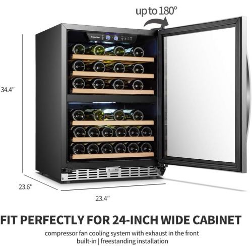  [아마존베스트]24 Inch 44 Bottles, Sinoartizan Built-in Dual Zone Wine Refrigerator Cooler