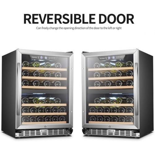  [아마존베스트]24 Inch 44 Bottles, Sinoartizan Built-in Dual Zone Wine Refrigerator Cooler