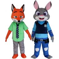 Sinoocean Judy Rabbit and Nick Fox of Zootopia Adult Mascot Costumes Cosplay Fancy Dress
