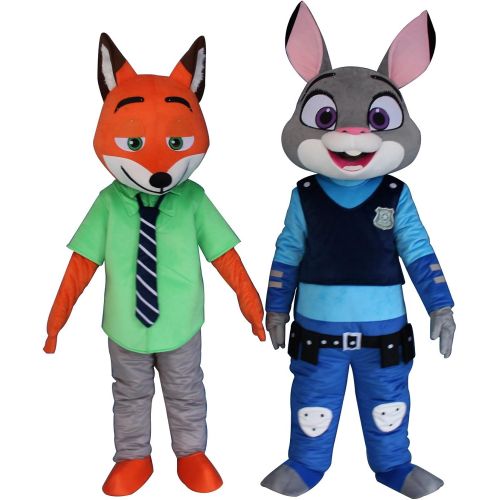  Sinoocean Judy Rabbit and Nick Fox of Zootopia Adult Mascot Costumes Cosplay Fancy Dress