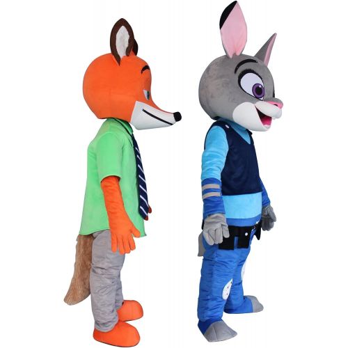  Sinoocean Judy Rabbit and Nick Fox of Zootopia Adult Mascot Costumes Cosplay Fancy Dress