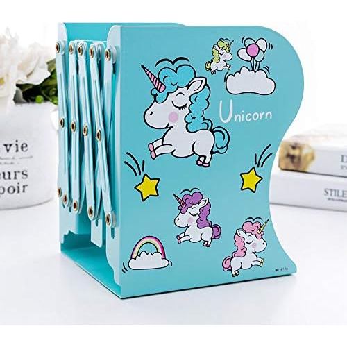  [아마존베스트]Sinrextraonry Adjustable Purple Unicorn Bookends - Unicorn Decor - Kids Bookends - Girls Room - Unicorn Gifts (Green)