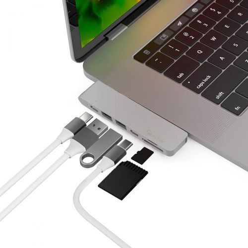  Sinstar Thunderbolt 3 Adapter, USB C HDMI Hub Dock for Apple MacBook Pro 2016 2017 13 15 Multi-Port Type-C Adapter with Pass-Through Charging 60Hz 40Gbps, 4K HDMI, USB-C, SDMicro