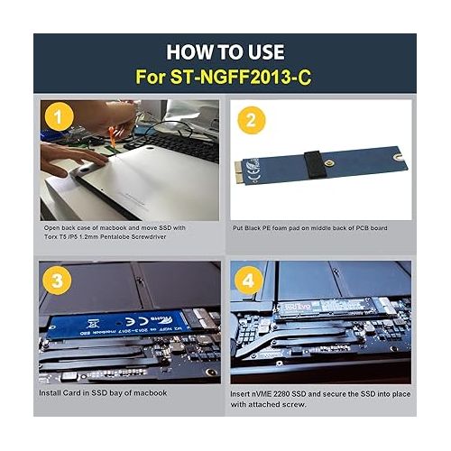  Sintech NGFF M.2 nVME SSD Adapter Card for Upgrade 2013-2015 Year Macs(Not Fit Early 2013 MacBook Pro)