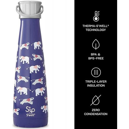  Swell Stainless Steel Water Bottle - 15 Fl Oz - Elephant Love - Double-Layered Vacuum-Insulated Keeps Food and Drinks Cold and Hot - with No Condensation - BPA Free Water Bottle