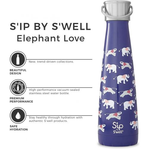  Swell Stainless Steel Water Bottle - 15 Fl Oz - Elephant Love - Double-Layered Vacuum-Insulated Keeps Food and Drinks Cold and Hot - with No Condensation - BPA Free Water Bottle