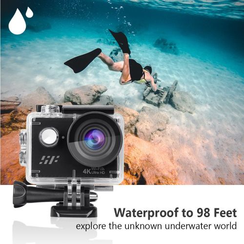  Sport Action Camera 4K, Siroflo 12MP 1080P Full HD Sports Cam with Remote Control, 98ft Underwater Camera DV Camcorder 170 Degree Wide Angle Lens and 2 Rechargeable Batteries and A