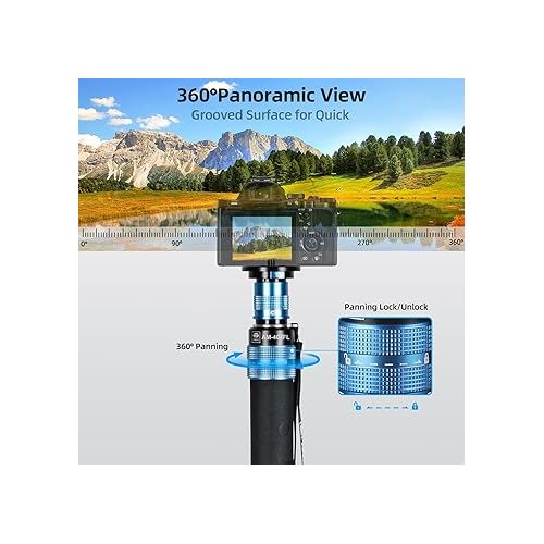  SIRUI AM-404FL Camera Monopod with Feet, 74.8 Inch Aluminum Travel Video Monopod with Removable Base, Slim and Lightweight, Max Load 26.4lbs, 360°Panorama Panning, 4-Section for Canon Nikon Sony