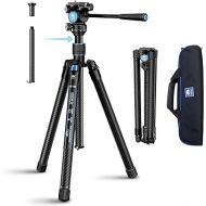 SIRUI Carbon Fiber Tripod Lightweight 2lbs with Panoramic Fluid Head, 59.8” Compact Camera Tripod Quick Release Leg Setup, Reversible Center Column, Reverse Folding Legs, Max Load 11lbs - Traveler X