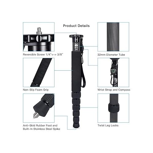  SIRUI P-326 6 Section Carbon Fiber Monopod