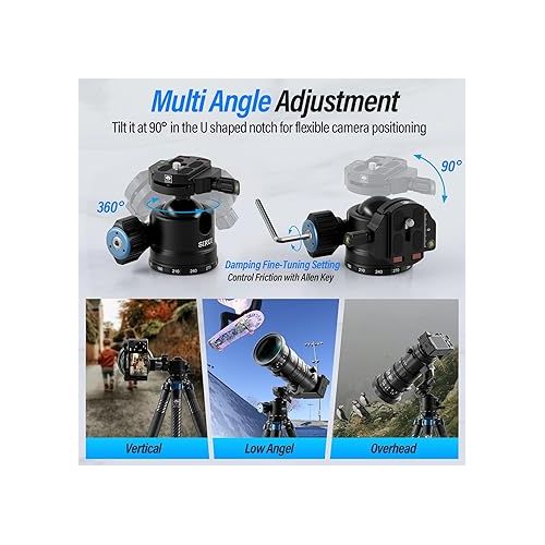  Low Profile Ball Head SIRUI AM-40, Professional Heavy Duty 40mm Tripod Ball Head, 360° Panoramic CNC Aluminium Alloy Tripod Head for DSLR Camera, Camcorder, Quick Release Plate, Max Load 88lbs/40KG