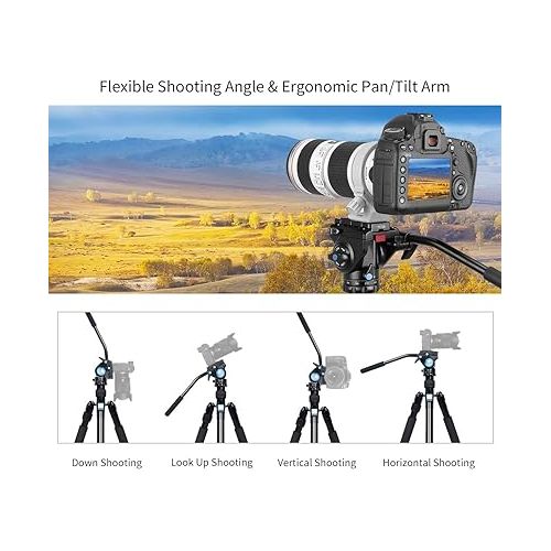  SIRUI Fluid Video Head AM-5V, Lightweight Tripod Head with Quick Release Plate for Video Camera