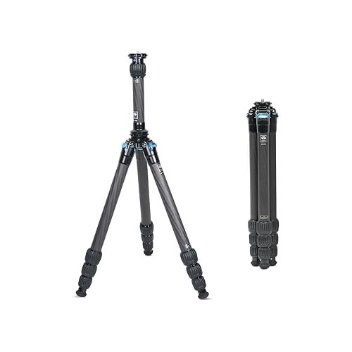  SIRUI AM-284 Carbon Fiber Tripod with Two-Section Carbon Fiber Center Column, Max Height 59.8″, Max Load 15kg (AM284+SL200)