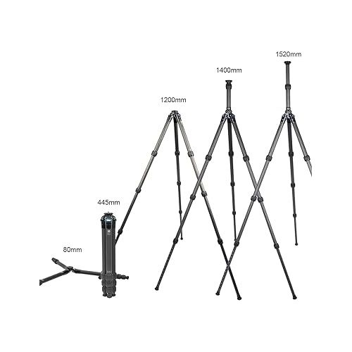  SIRUI AM-284 Carbon Fiber Tripod with Two-Section Carbon Fiber Center Column, Max Height 59.8″, Max Load 15kg (AM284+SL200)