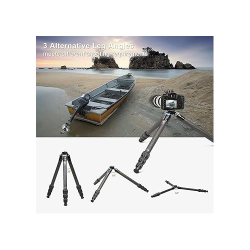  SIRUI AM-284 Carbon Fiber Tripod with Two-Section Carbon Fiber Center Column, Max Height 59.8″, Max Load 15kg (AM284+SL200)