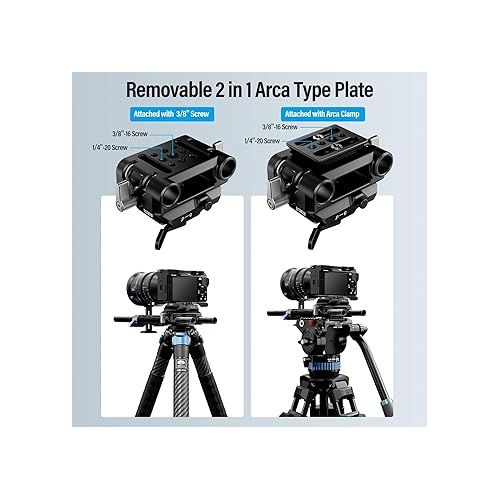  SIRUI 15mm Rail Support System with Arca-Type Quick Release Plate, Camera Baseplate with Dual 15mm Rod Clamps for Tripod, Shoulder Rig, Follow Focus, AM-QA-LR