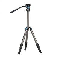 SIRUI ST-125+VA-5 Carbon Fiber Tripod with Fluid Video Head, Triangular Centre Column, Waterproof, Travel Tripod for Cameras, 4 Sections, 62.2inch, Load 26.4lbs