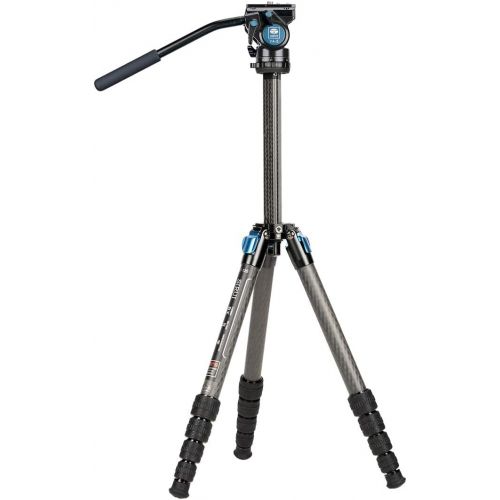  SIRUI ST-125+VA-5 Carbon Fiber Tripod with Fluid Video Head, Triangular Centre Column, Waterproof, Travel Tripod for Cameras, 4 Sections, 62.2inch, Load 26.4lbs