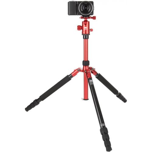  Sirui T-004X Aluminum Tripod with C-10S Ball Head, 8.8 lbs Capacity, 58 Height, 4 Leg Sections, Red