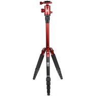 Sirui T-005X Aluminum Tripod with C-10S Ball Head, 8.8 lbs Capacity, 58 Height, 5 Leg Sections, Red