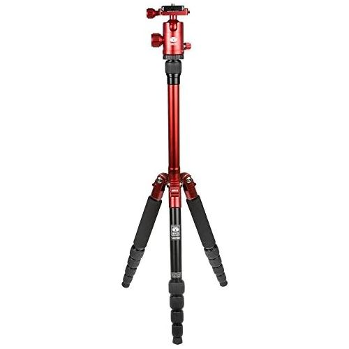  Sirui T-005X Aluminum Tripod with C-10S Ball Head, 8.8 lbs Capacity, 58 Height, 5 Leg Sections, Red