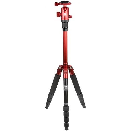  Sirui T-005X Aluminum Tripod with C-10S Ball Head, 8.8 lbs Capacity, 58 Height, 5 Leg Sections, Red