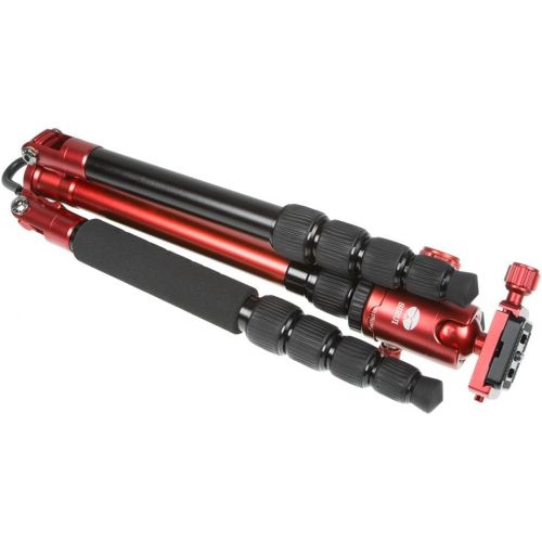  Sirui T-005X Aluminum Tripod with C-10S Ball Head, 8.8 lbs Capacity, 58 Height, 5 Leg Sections, Red