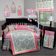 Sisi SISI Baby Bedding - Grey Damask 13 PCS Crib Bedding Set