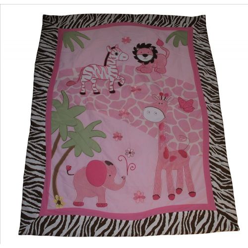  SISI Baby Girl Bedding - Pink Safari 13 PCS Crib Nursery Bedding Set