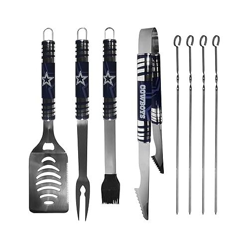  NFL Siskiyou Sports Fan Shop Dallas Cowboys Steel Tailgater BBQ Set w/Case 8 piece Gray