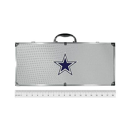  NFL Siskiyou Sports Fan Shop Dallas Cowboys Steel Tailgater BBQ Set w/Case 8 piece Gray