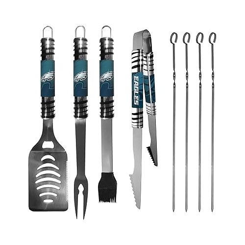  NFL Siskiyou Sports Fan Shop Philadelphia Eagles Steel Tailgater BBQ Set w/Case 8 piece Gray