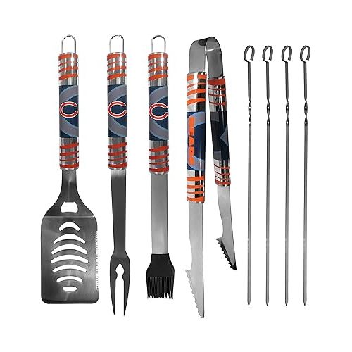  NFL Siskiyou Sports Fan Shop Chicago Bears Steel Tailgater BBQ Set w/Case 8 piece Gray